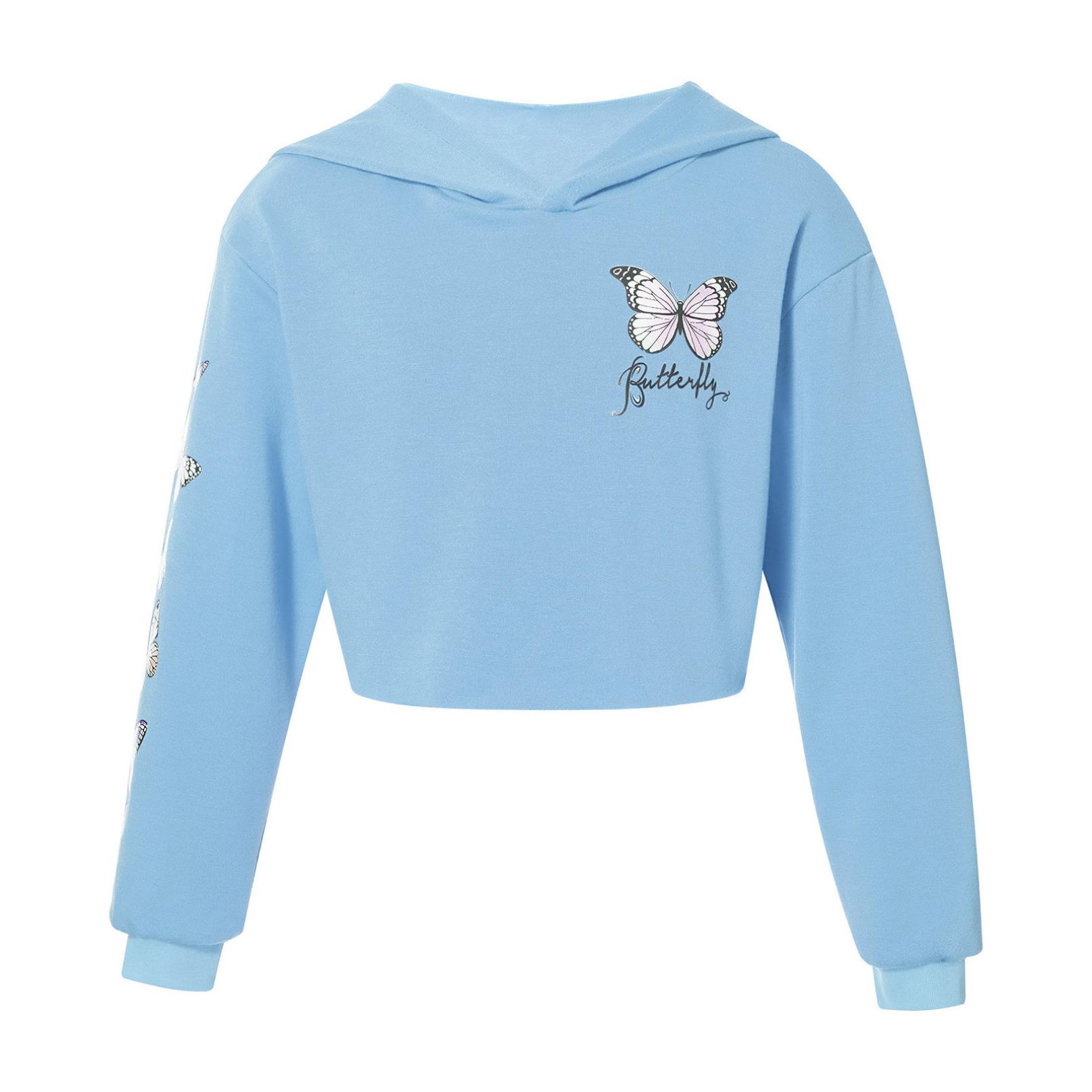 

Світшот з капюшоном і капюшоном з довгим рукавом і капюшоном для дівчаток Дитячі толстовки Пуловери Вуличний одяг світло-синій колір