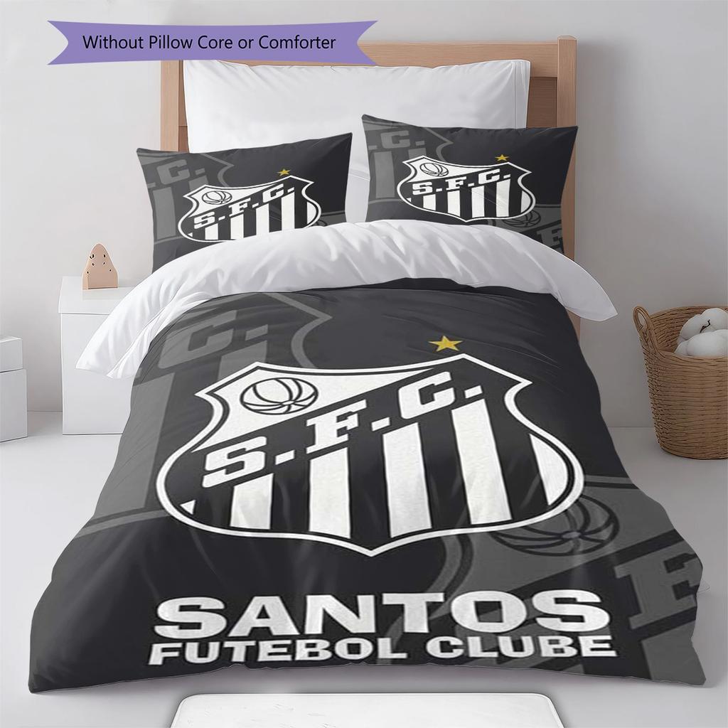 Santos FC Pattern Bedding Set Quilt Cover Pillowcase Home Decor Gift (1 * Duvet Cover + 2 * Pillowcase, Without Core)