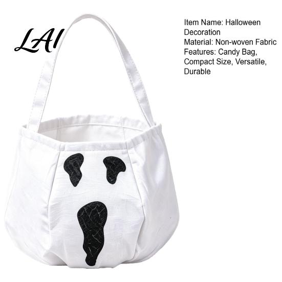 Sturdy Fabric Candy Buckets Halloween Trick or Treat Bag Funny Ghost Expressions Non-woven Handbag Accessories Lightweight for Kids Party Favors And