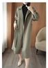 Women's Mid-Length Wool Coat with Side Slits, Lapel Collar, Belt, and Loose Plus Size Fit