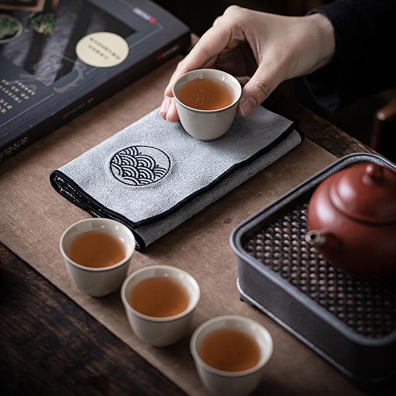 Water Absorption Tea Towel Tea Cloth Thickened Coffee Table Cloth Zen Teaware Towel Cotton Linen Rag Pad Tea Table Accessories