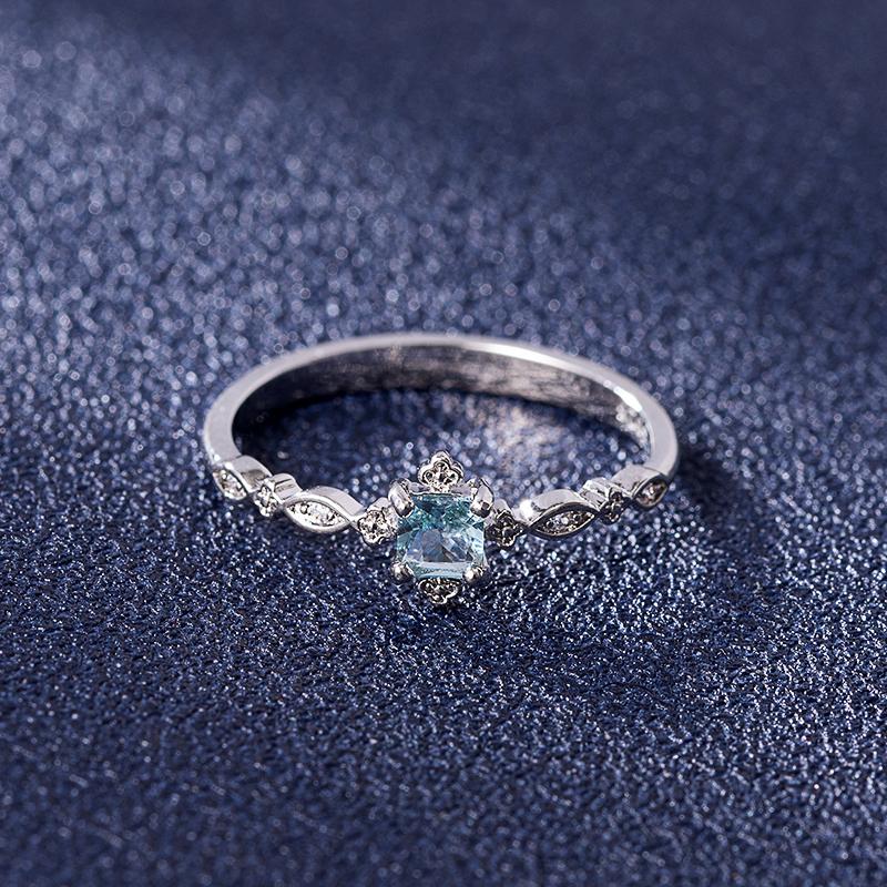 Trendy 925 Silver Jewelry Rings with Blue Zircon Gemstone Finger Ring for Women Wedding Engagement Promise Party Gifts Wholesale