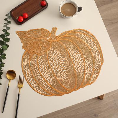 1pcs Pumpkin PVC Halloween Dining Mats Pumpkin Insulation Metallic Plastic Vinyl Place Mats No-Slip Wipeable Table Mats