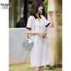 Women's Polo Neck Color Block Midi Dress