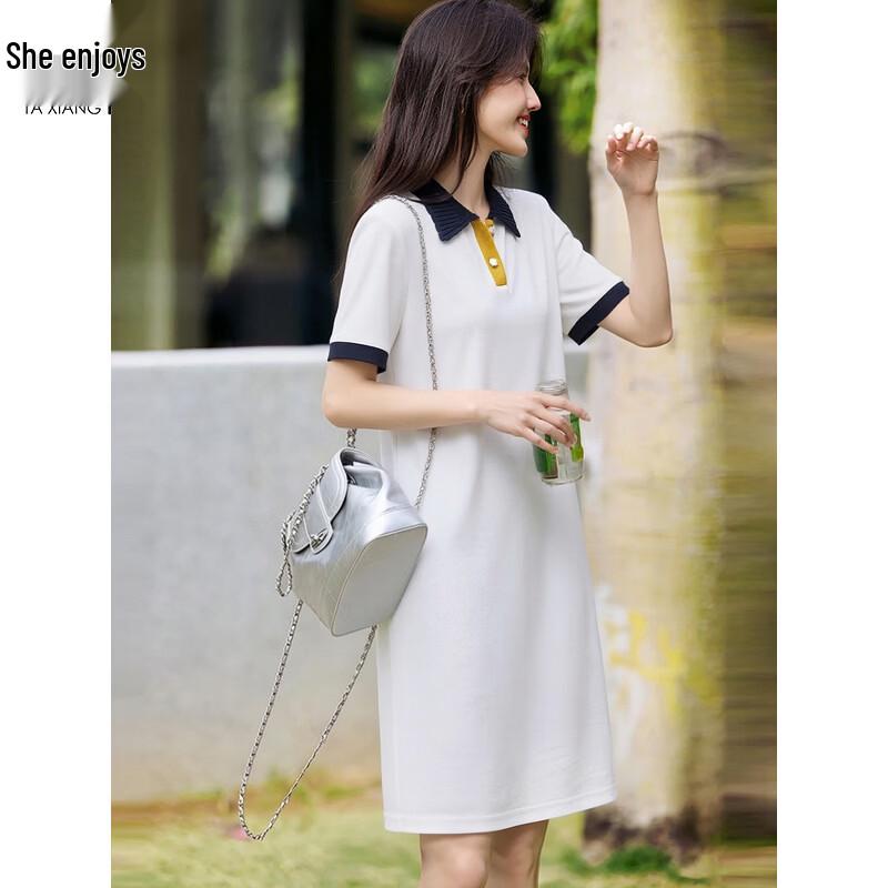 Women's Polo Neck Color Block Midi Dress