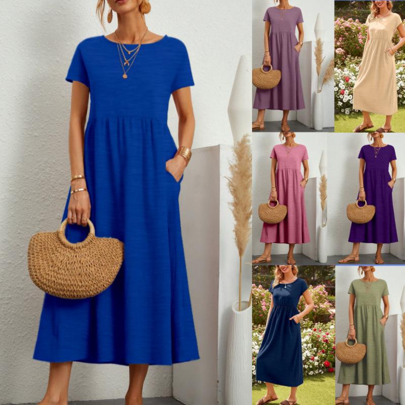Sommer Übergröße Baumwolle Leinen Taschen T-Shirt für Damen - Mittleren Alters & Ältere