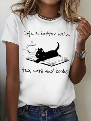 Mode Frauen Niedlichen Cartoon Tiere Hand Gezogen Blumen Print T Shirt Lustige Casual Oansatz Kurzen Ärmeln T-shirt Sommer Weibliche T Shirt