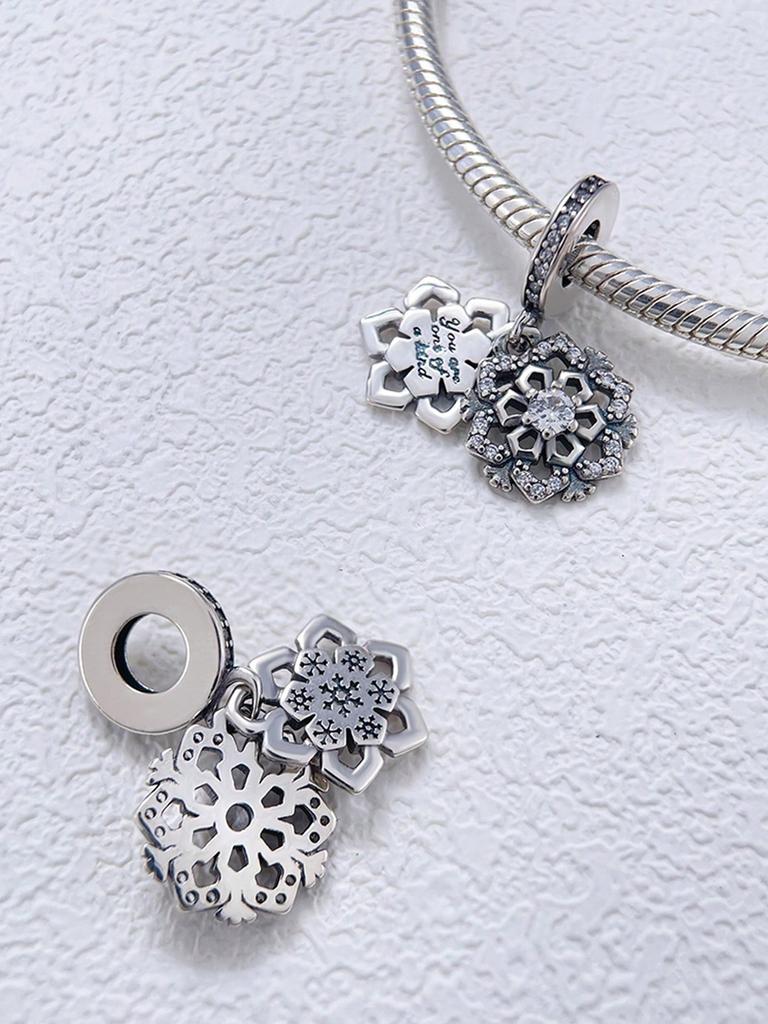 Charms Plata Winter Snowflakes Beads Charm Copper Plated Fit Charms Copperoriginal Bracelet For Jewelry Making Diy Charm