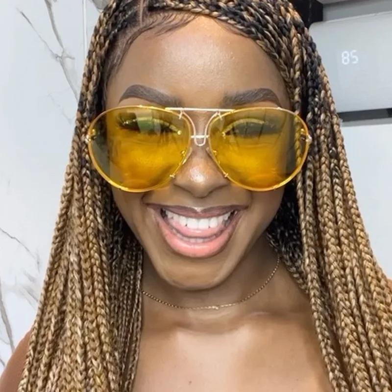 New Classic Pilot Oversized Men Sunglasses Vintage Metal Sun Glasses Women Mirror Gradient Colors Driving Male Shades Uv400