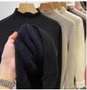 Women's Autumn Winter Half-High Neck Sweater Fleece-Lined Thickened Integrated Fleece Knit Top Warm Inner Wear Base Layer