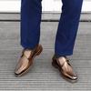 Foxsense Leather Dress Genuine Monk Straight Lightweight and Size Men's Shoes, Leather, Strap, Tip, Luxury, Waterproof, Formal, Brown, 26.5cm,