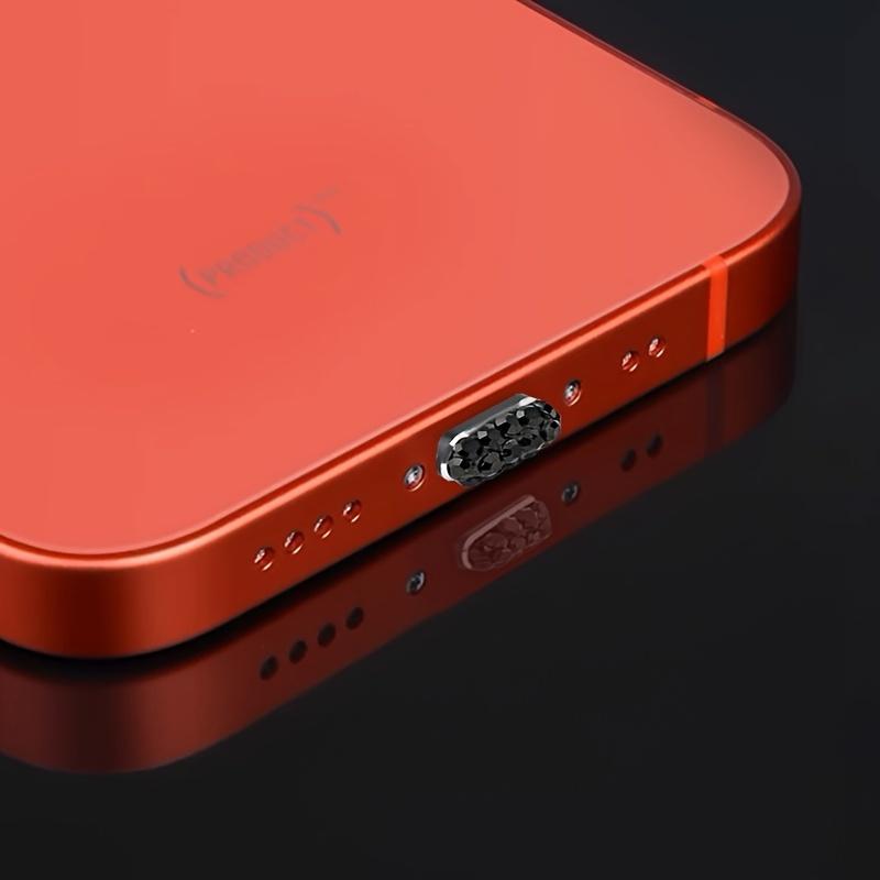 1pc Colored Rhinestone Metal Dustproof Charger Base Plug Cover, Artificial Diamond Charm Charging Port Protector