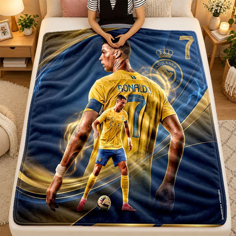 Flannel BlanketCristiano Ronaldo Warm Soft Throw Blanket for Indoor Sofa Bed Living Room Use