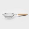 Stainless Steel Wide Wood Handle Mini Strainer (9.5cm) Silver