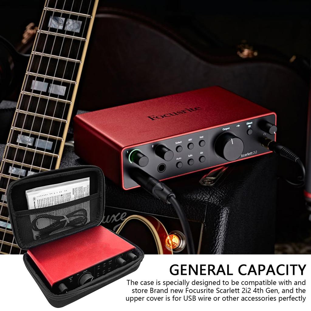 Musiin Premium Velvet Travel Case for Focusrite Scarlett 4th Generation Audio Hardshell Match 2i2 Protective Travel Carrying Cover Bag 2i2, Interface,