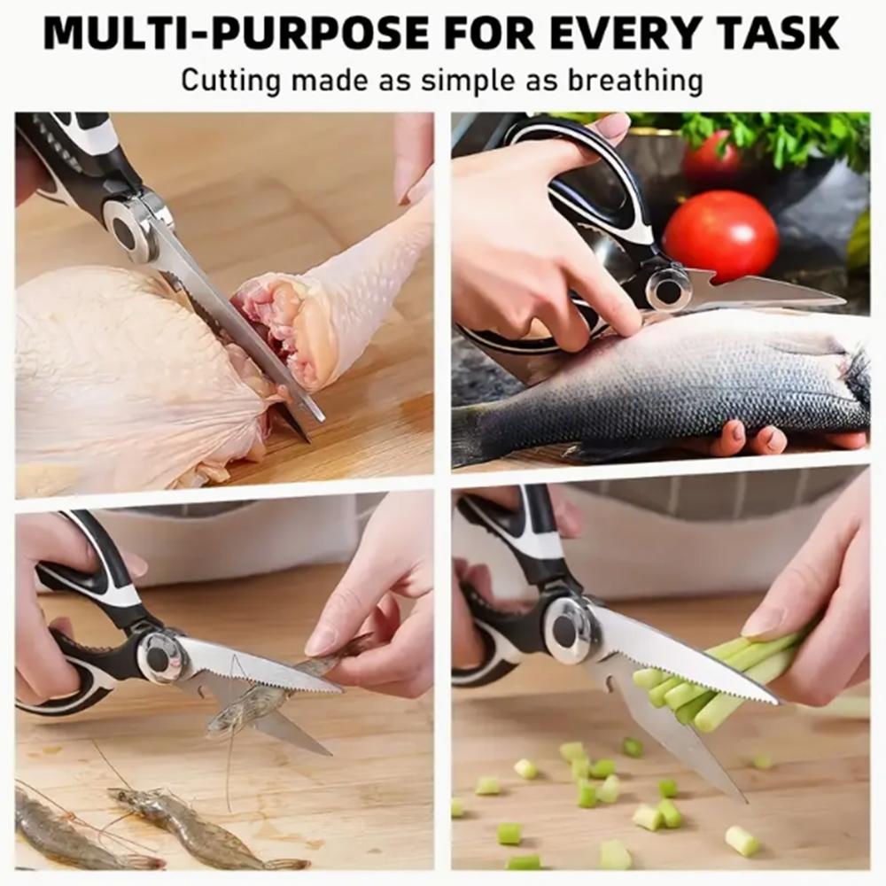 Multi-function Kitchen Scissors - Stainless Steel Chicken Bone and Food Cutter