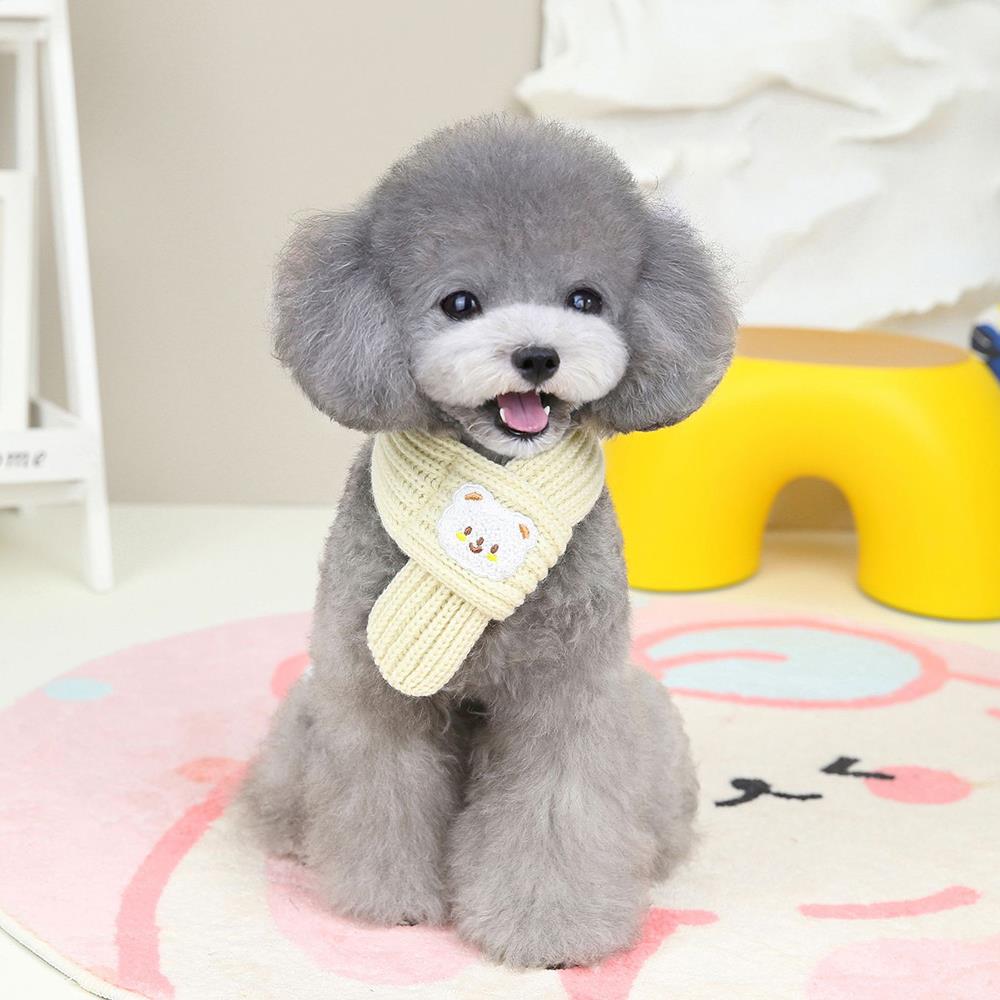 Red Pet Christmas Scarf Cat Dog New Year Bear Warm Scarf Pet Winter Knitted Scarf Cat Collar Puppy Accessories Bow Ties for Dogs