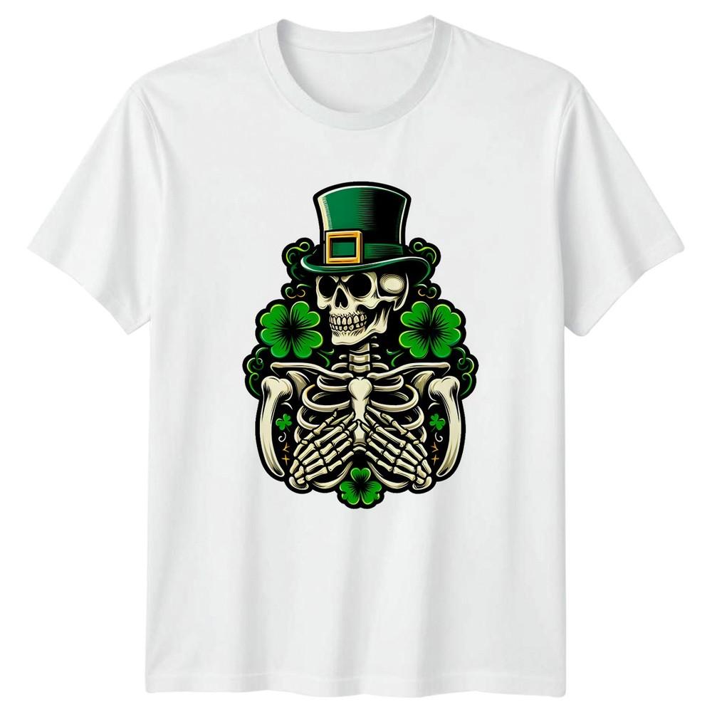 Skeleton Leprechaun St Patricks Day Clover TShirt Gothic Irish Holiday S