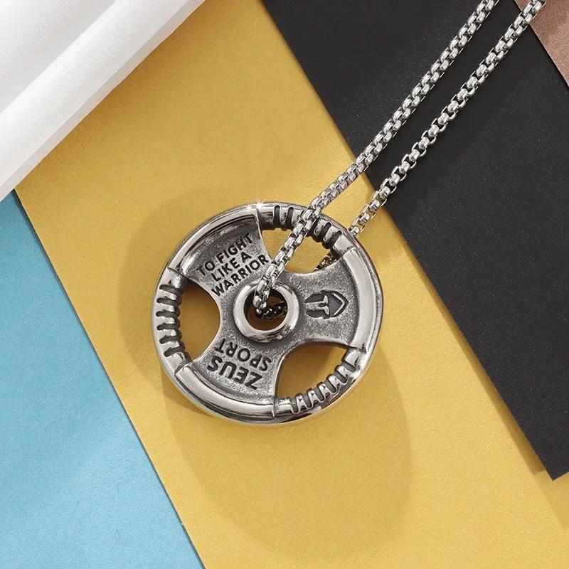Coole Titanstahl Kurzhantel Anhänger Halskette Langhantel Fitness Anhänger für Männer und Frauen Freizeit Sport Punk Schmuck