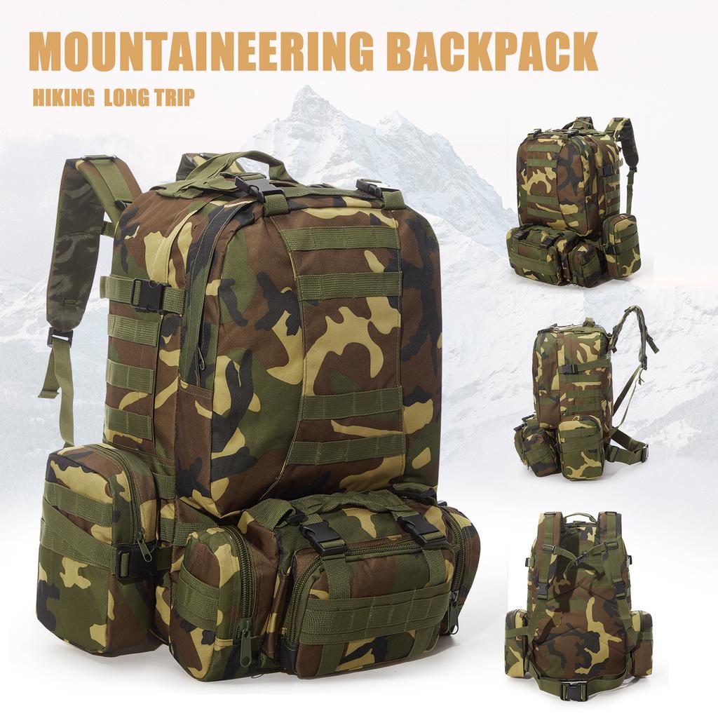 50L Tactical Backpack for Men Mountaineering 3P Assault Pack EDC Molle Survival Bag for Hiking and Hunting