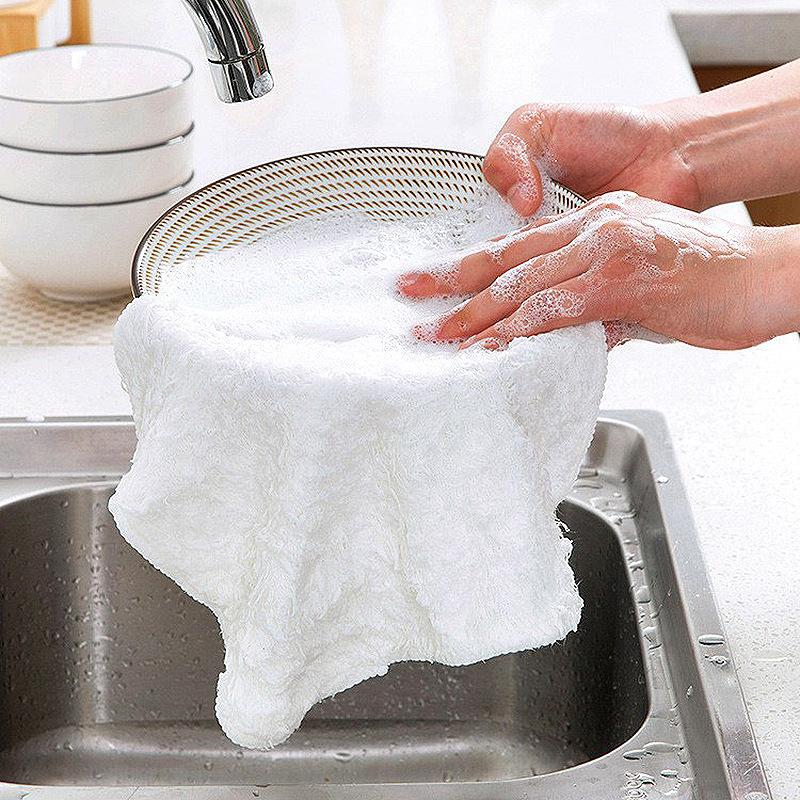 Non-shedding Dishcloth, Kitchen Scouring Pad, Absorbent Table Cleaning Cloth, Double-sided Thickened Dishcloth