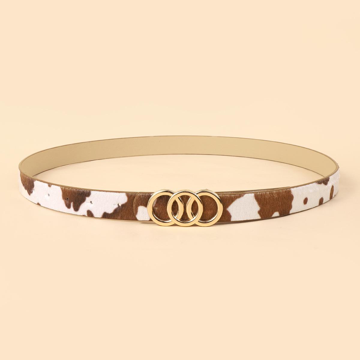 

Узор коровы, пояс женский стиль ретро круглая пряжка простые джинсы свитер пальто декоративный пояс ПУ ремень 112*2.3