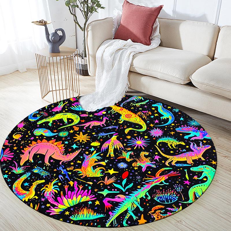 Cartoon Dinosaur pattern round rug,Carpet Rug for Living Room Bedroom Sofa Playroom Decor,Non-slip Floor Mat,Holiday Gifts and Birthday Gifts