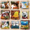 Nicediy Beautiful Scenery Button Package Carpet Embroidery Pillow DIY Foamiran For Needlework Latch Hook Cartoon Animals
