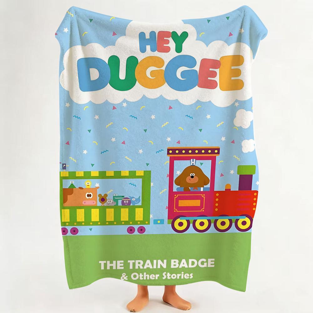 Cartoon Hey D-Duggee Throw Flannel Throw Blanket Suitable for Sofa Living Room Bedroom