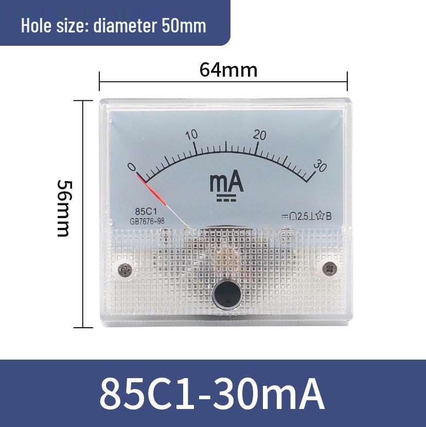 Pointer Type DC Ammeter Head 85C1-10A: Available In 1A, 2A, 3A, 5A, 50A, 500mA, 100uA, 30mA, and 50mA.