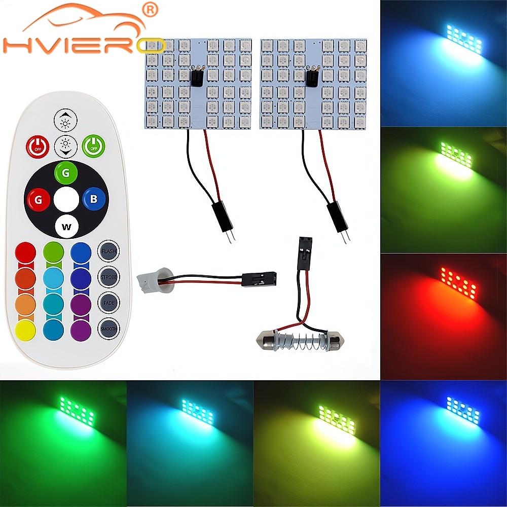 2 Stück Auto LED T10 5050 12/15/24/36 SMD Innenkeil RGB Panel Leselichter Innenraum Auto Kennzeichenleuchte BA9S Adapter