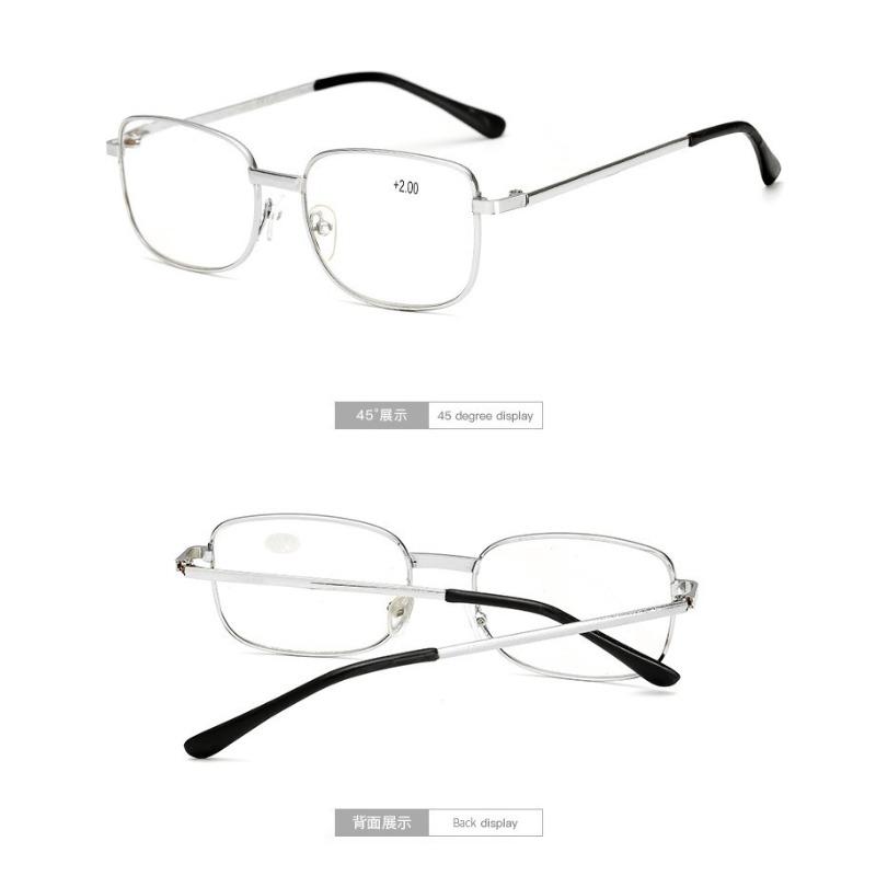 Anti-Blue Light Blocking Fashion Reading Glasses Full-Frame Metal Eyewear HD Ultra Light Portable Eyewear for Men Women 0~+4.0