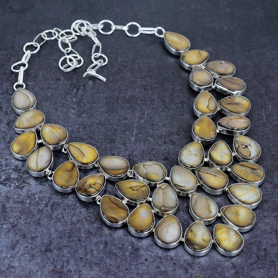 Blister Pearl Gemstone 925 Sterling Silver Jewelry Necklace 18"