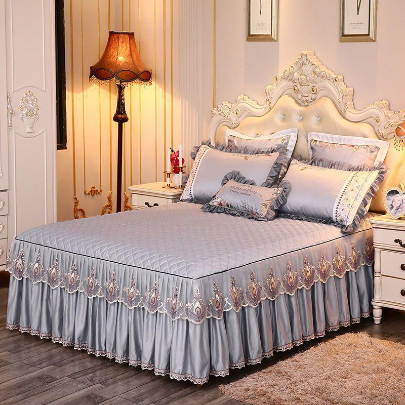 Kesha European Bedspread Cover Single-piece Bed Skirt Three-piece Set Padded Thickened Simmons Protective Cover 1.5m 1.8m Dream Field