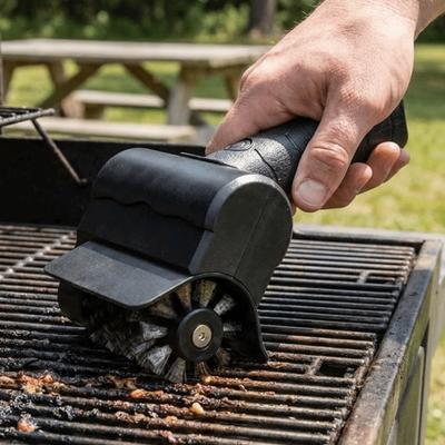 Stainless Steel Roller BBQ Grill Brush Wireless BBQ Cleaner Tool Rotating Barbecue Brush  Household