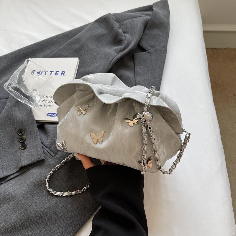 Summer Niche Pleated Cloud Bag Women's New Trendy Versatile Chain Single Shoulder Messenger Bag Small Bag