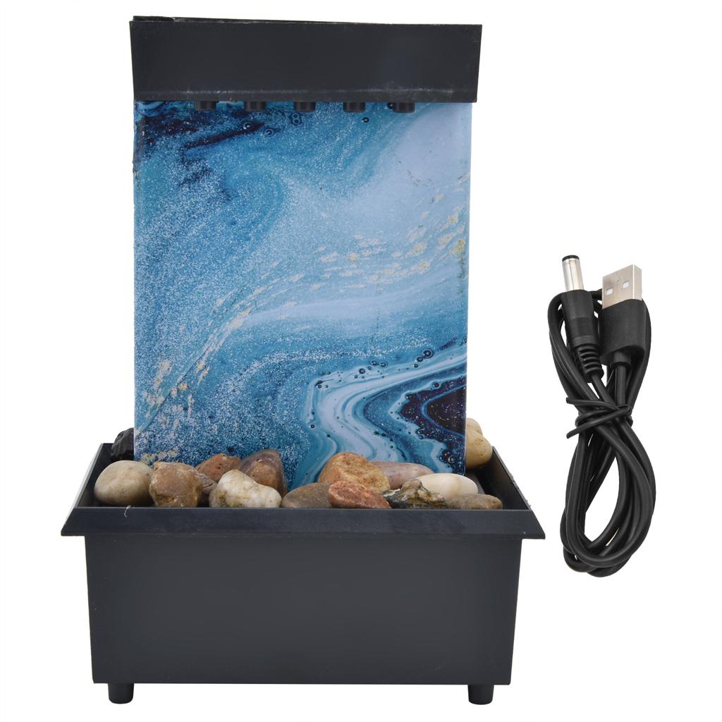 3V USB Marble Water Fountain Ornaments LED Tabletop Fountain with Stones for Home Office Table