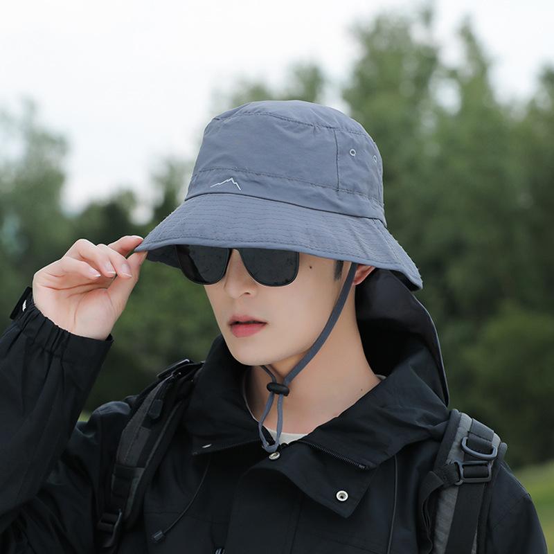 Big Eaves Shawl Bucket Hat Men's Summer Outdoor Fishing Mountaineering Shading Sun Protection Hat Foldable Bag Hat Women