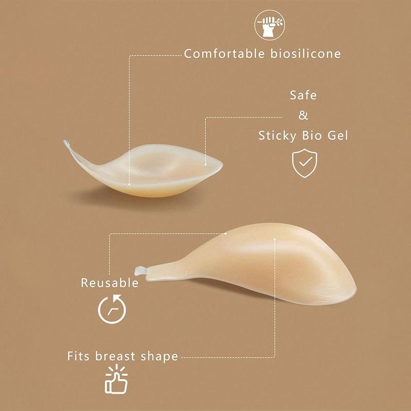 1 Coppia Reggiseno Sollevante a Forma di Cucchiaio Con Spalline Per Anti-Rilassamento, Raccoglitore Invisibile e Senza Cuciture, Patch Toracica in Silicone