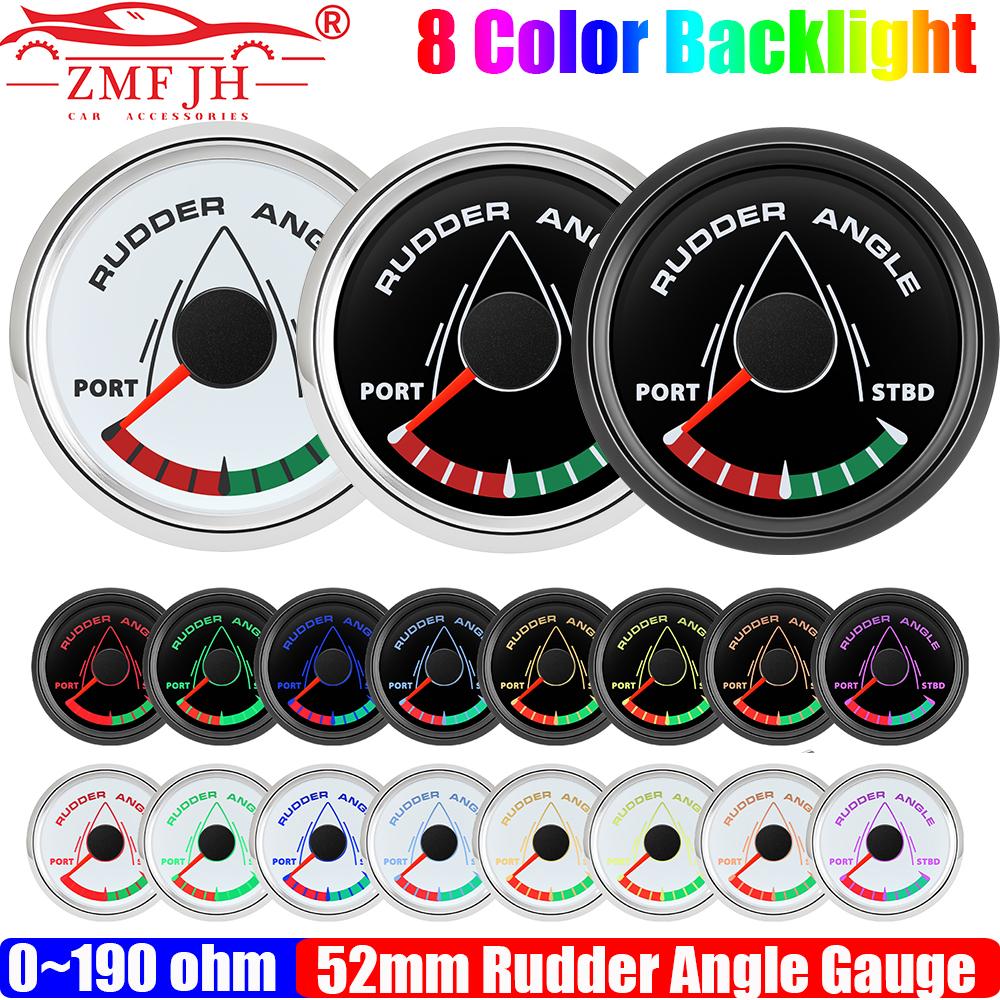 ZMFJH 0-190ohm Waterproof Boat Marine Rudder Angle Indicator 8 Color Backlight 52MM Rudder Angle Gauge Meter STBD-PORT 12V24V