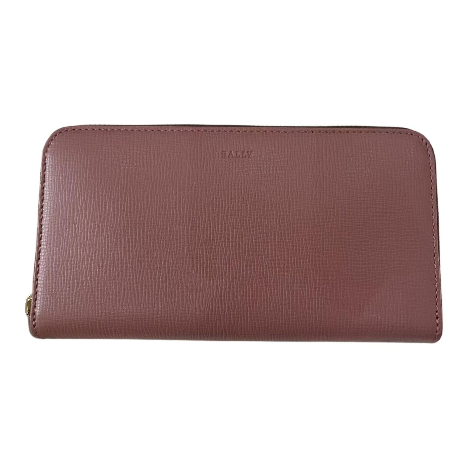 Bally Classic Womens Series Logo Embossed Leather Clutch Wallet Women wallet Rose-Pink 6219812 Basic Set (Bag+Dust Bag)