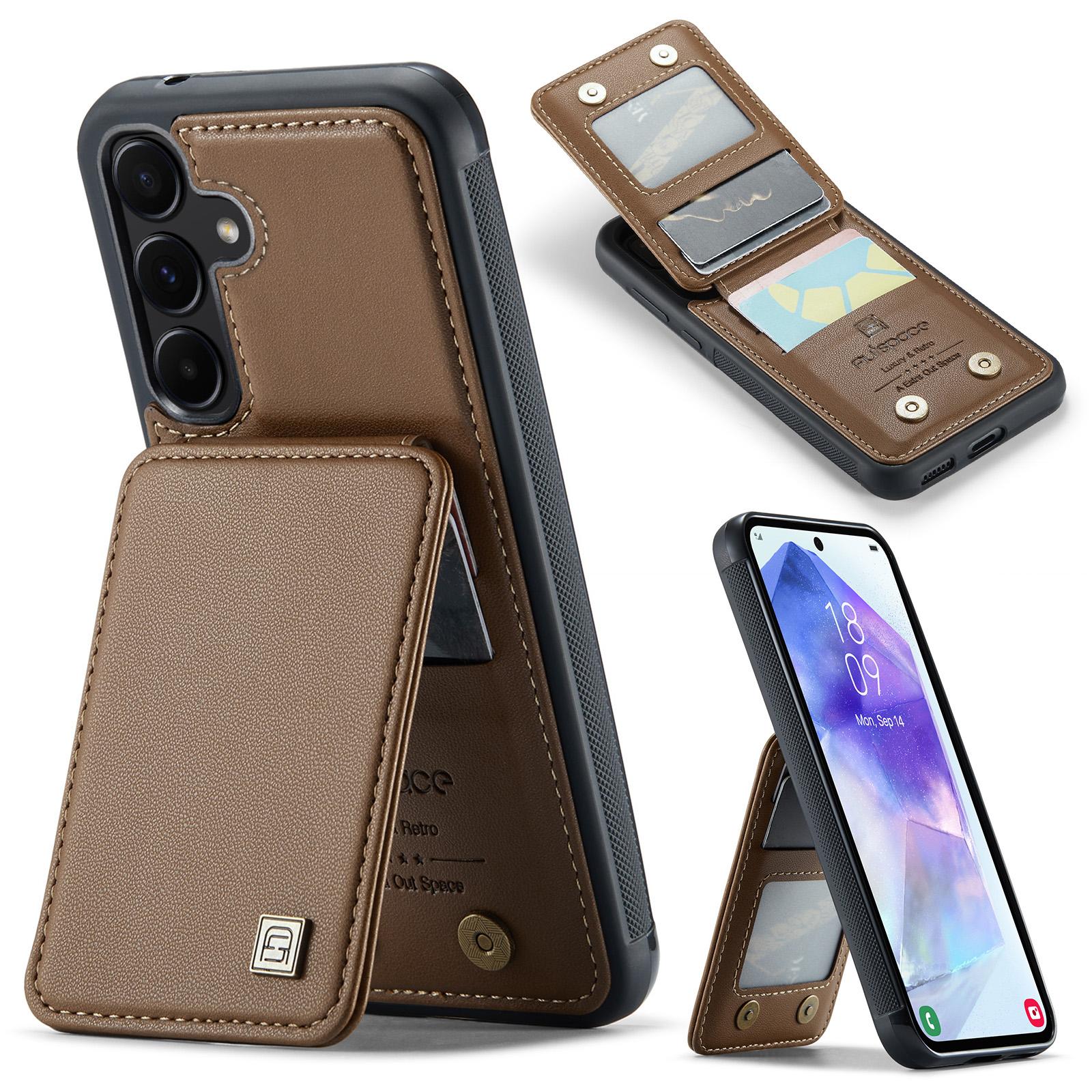 Vertical Cards Solt Wallet Leather Case for Samsung Galaxy S24 Ultra S23 FE S21 S22 Plus A15 A25 A35 A55 Magnetic Stand Cover For Sumsung S21 темно-коричневого