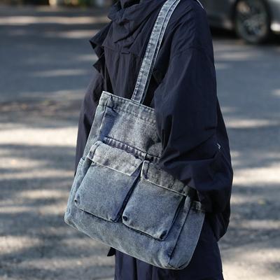 Sac bandoulière en jean japonais rétro décontracté pour homme grande capacité simple sac à bandoulière sac d'étudiant pour fille