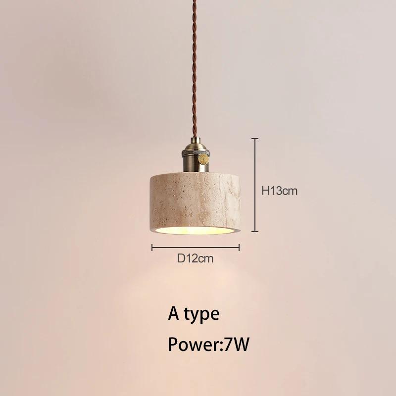 Japanese-style Wabi-sabi Style Yellow Travertine Small Chandelier Cream  Front Desk Bar Restaurant Bedside All-copper Lamps