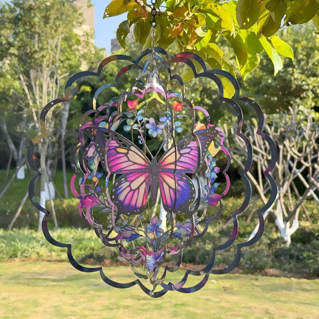 Wind Spinners Metal Butterfly - Butterfly Gifts for Women Mom Grandma Wife, Hanging Wind Spinner for Outdoor & Indoor Decorations, 12 Inch 3D Wind