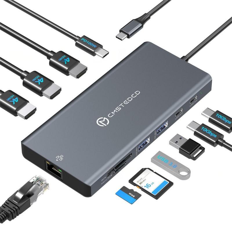 

12-in-1 USB-C Docking Station, Thunderbolt 3+ MST Dock, Compatible with MAC Mirror Mode USBC+DP+USB3.0