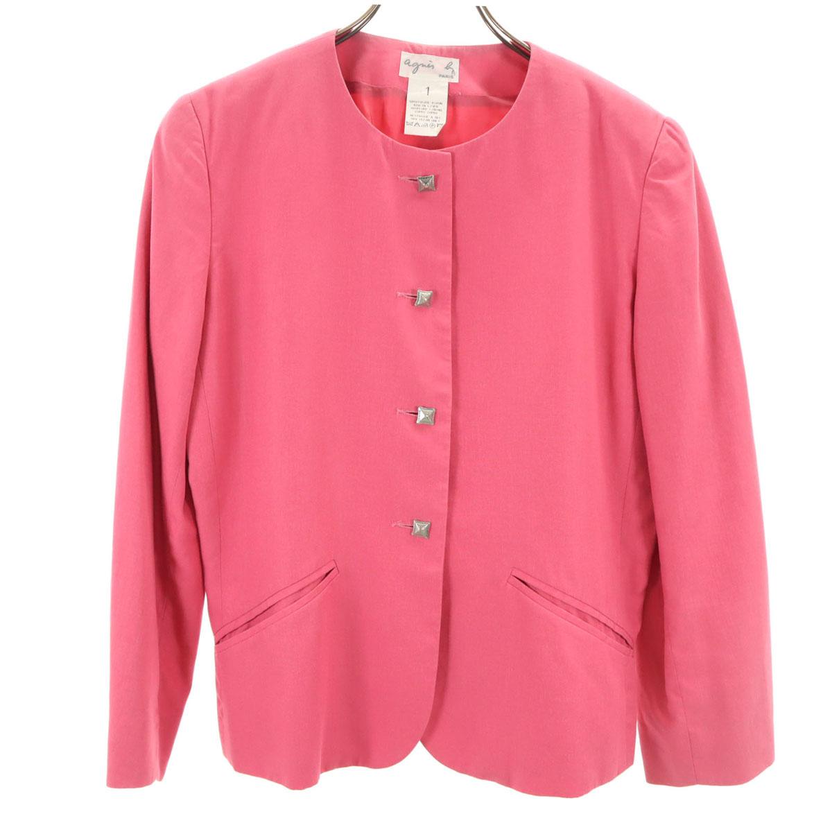 

агнес б. Сделано в Японии Смесь льна Куртка без цвета 1 розовая Женская Б/у