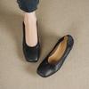 Nya höst rund tå tjock klack låg klack damskor bekväma mjukt läder mjuk sula grund öppning enpedal mammas läderskor