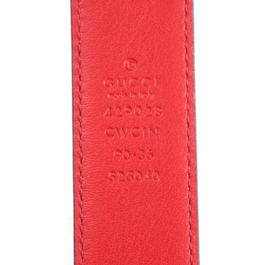 Ausgezeichneter GUCCI Gürtel Sima Quadratische Schnalle Dornschließe Rotes Leder Herren 429028 Gebraucht