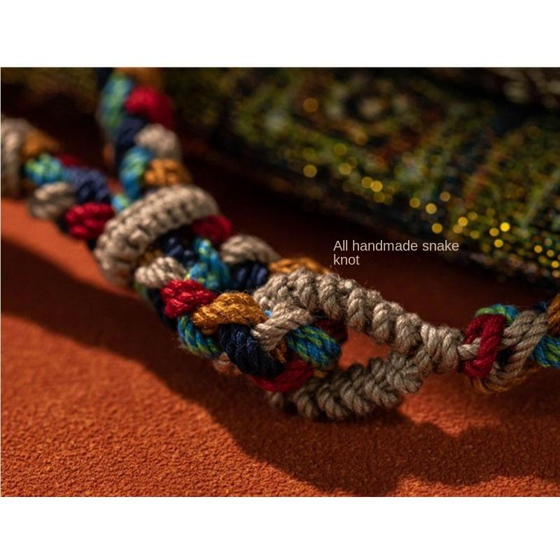 Hand-woven Colorful Hand Rope Plain Rope Hand Rubbing Cotton Bracelet Jewelry Ethnic Style Bracelet Adjustable Gift